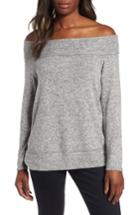 Women's Gibson X Living In Yellow Mary Fleece Off The Shoulder Top, Size - Grey