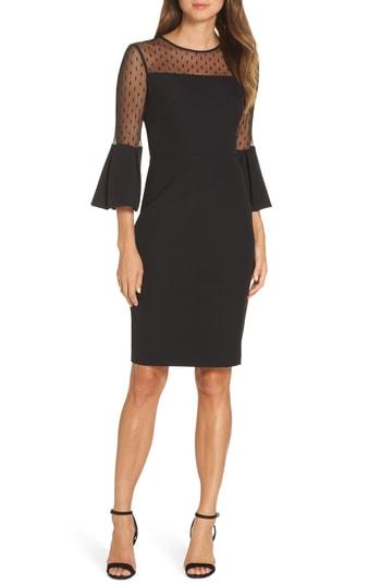 Women's Eliza J Point D'esprit Sheath Dress - Black