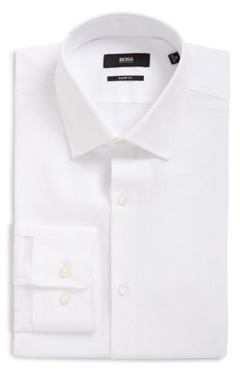 Men's Boss Sharp Fit Solid Dress Shirt L - White