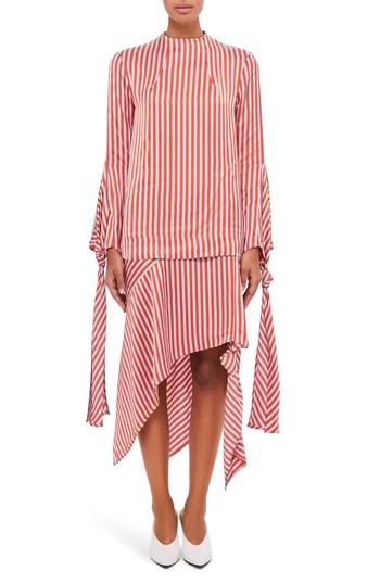 Women's Topshop Boutique Stripe Knot Sleeve Blouse Us (fits Like 10-12) - Red
