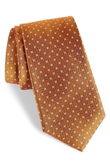 Men's Calibrate Denson Neat Silk Tie, Size - Orange