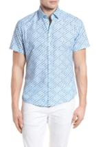 Men's Stone Rose Contemporary Fit Toucan Print Sport Shirt (s) - Blue