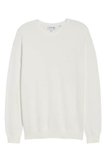 Men's Lacoste Pique Cotton Sweater (m) - White