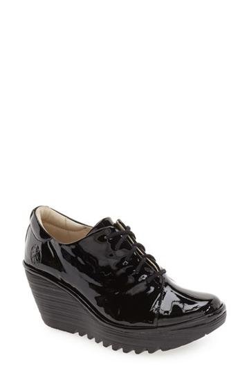 Women's Fly London 'yumi' Lace-up Platform Wedge .5-7us / 37eu - Black