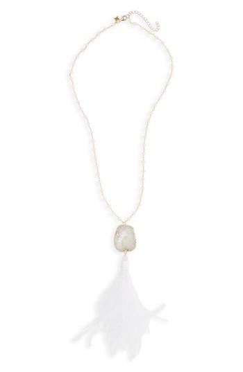 Women's Panacea Feather & Drusy Pendant Necklace