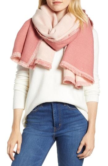 Women's Halogen X Atlantic-pacific Double Sided Blanket Wrap, Size - Pink
