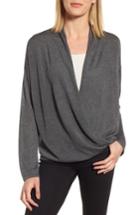 Women's Eileen Fisher Faux Wrap Tencel & Merino Wool Sweater - Grey