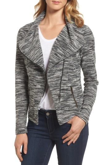 Women's Halogen Knit Moto Jacket, Size - Ivory
