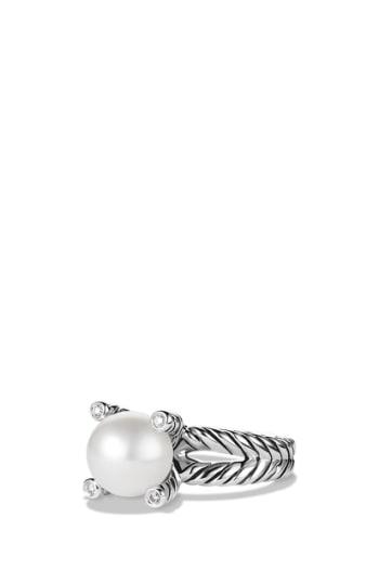 Women's David Yurman Cable Pearl Ring With Diamonds