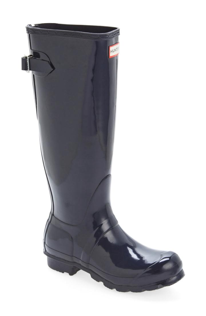 Women's Hunter Adjustable Back Gloss Waterproof Rain Boot