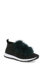 Women's Jimmy Choo Norway Genuine Fox Fur Trim Slip-on Sneaker Us / 39eu - Black