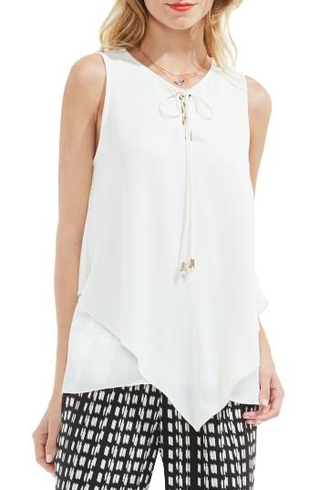 Women's Vince Camuto Lace-up Tiered Blouse - White