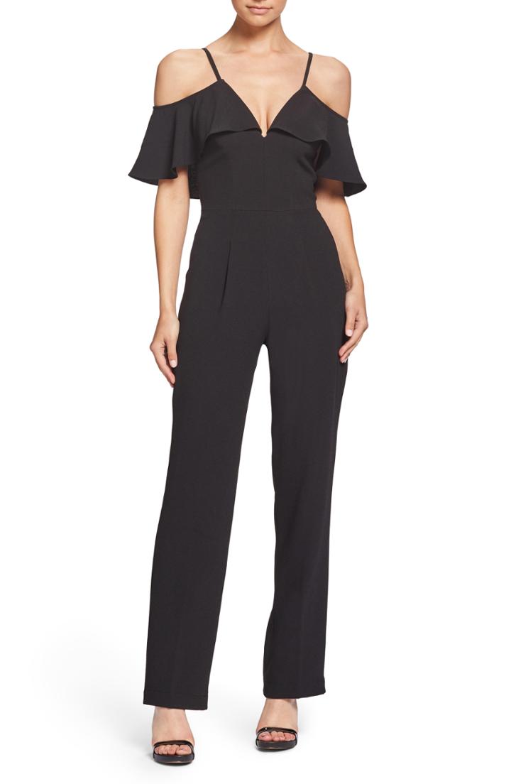 Women's Dress The Population Liv Plunging Crepe Jumpsuit - Black