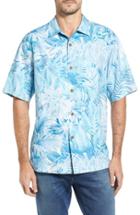 Men's Tommy Bahama Botanico Jungle Short Sleeve Silk Sport Shirt - Blue