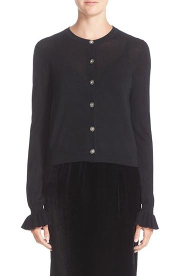 Women's Nordstrom Signature And Caroline Issa Ruffle Sleeve Cashmere Cardigan