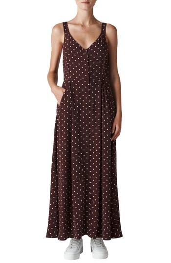 Women's Whistles Spot Maxi Dress Us / 4 Uk - Burgundy