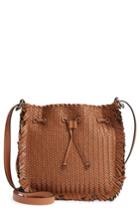 Michael Kors Maldives Woven Frayed Leather Crossbody Bag - Brown