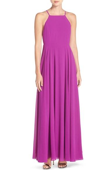 Women's Lulus Square Neck Halter Gown - Purple