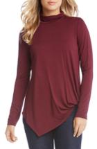 Women's Karen Kane Asymmetrical Turtleneck Top - Burgundy