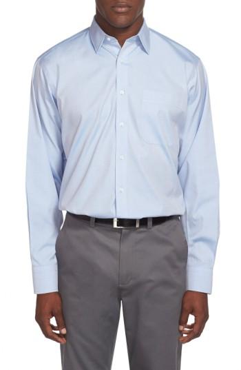 Men's Nordstrom Men's Shop Smartcare(tm) Classic Fit Solid Dress Shirt .5 32 - Blue (online Only)