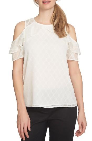 Women's Cece Cold Shoulder Diamond Clip Blouse - White