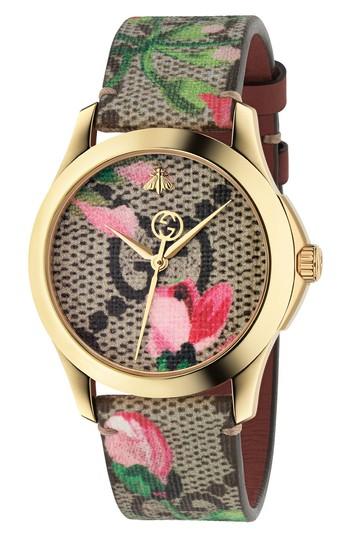 Women's Gucci G-timeless Print Canvas Strap Watch, 38mm