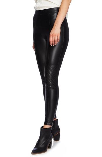 Women's 1.state Moto Quilted Faux Leather Leggings - Black