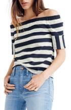 Women's Madewell Stripe Off The Shoulder Texture Top - Blue