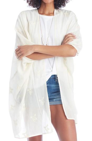 Women's Sole Society Eyelet Embroidered Kimono, Size - Ivory