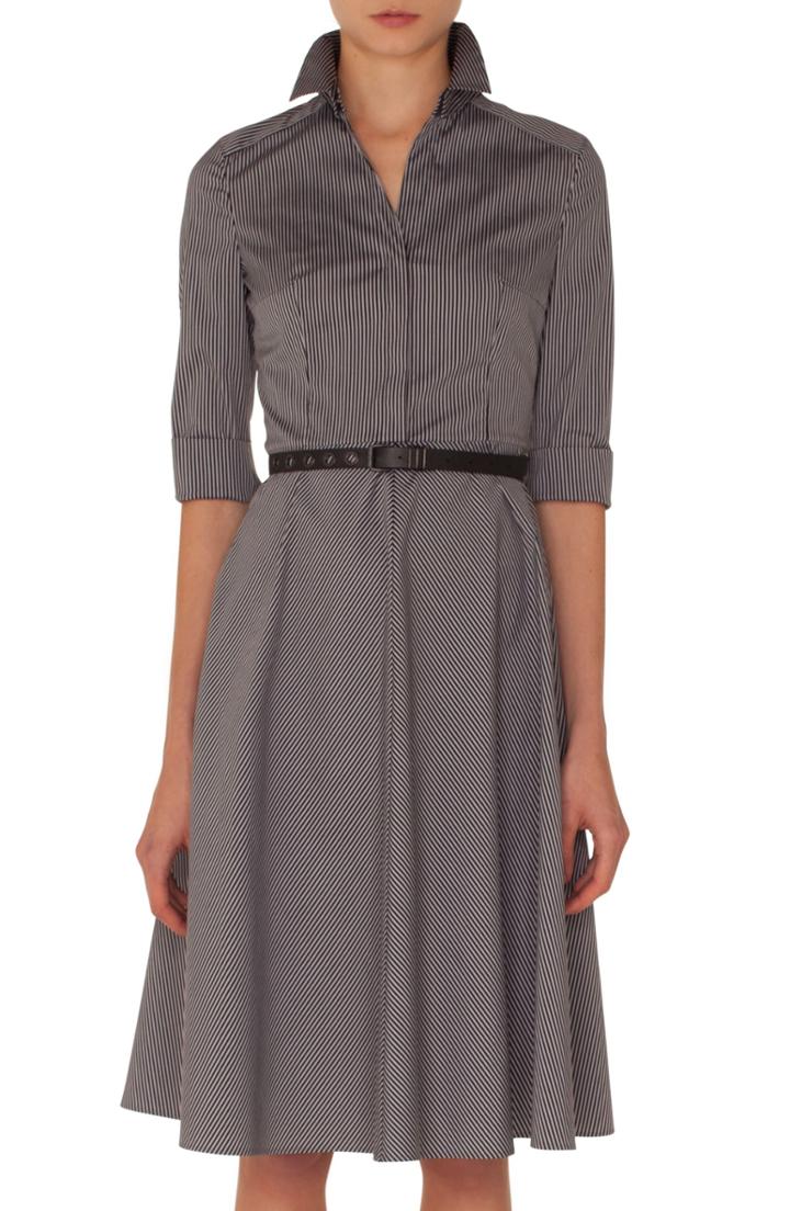 Women's Akris Punto Stripe Cotton Fit & Flare Dress
