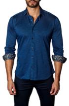 Men's Jared Lang Trim Fit Contrast Inset Sport Shirt - Blue