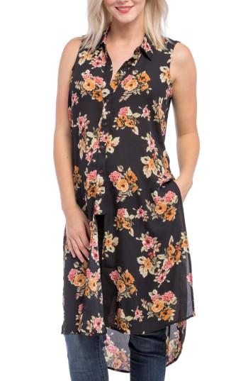 Women's Lilac Clothing Print Maternity Tunic - Black