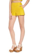 Women's Leith High Waist Linen Blend Shorts - Yellow