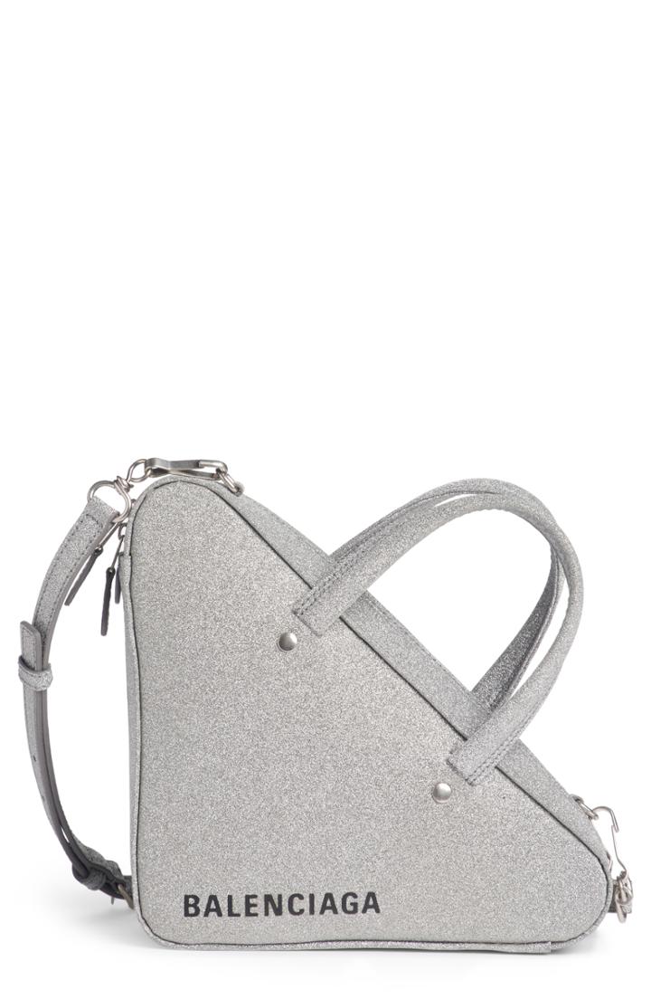 Balenciaga Extra Small Glitter Triangle Leather Bag -