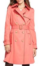 Women's Lauren Ralph Lauren Faux Leather Trim Trench Coat