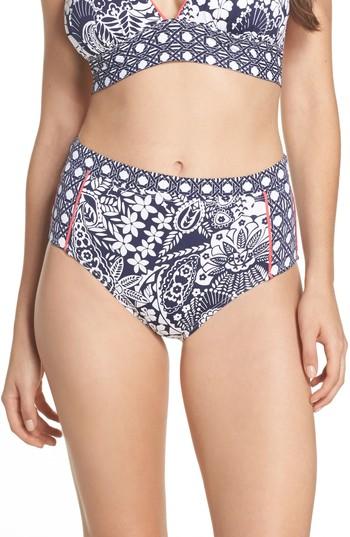 Women's Tommy Bahama Paisley Paradise High Waist Bikini Bottoms - Blue