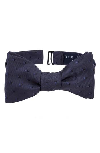 Men's Ted Baker London Double Dots Silk Bow Tie, Size - Blue