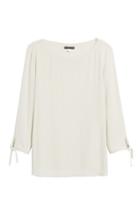 Petite Women's Eileen Fisher Silk Tie Sleeve Blouse, Size P - White