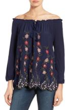 Women's Lucky Brand Embroidered Off The Shoulder Top - Blue