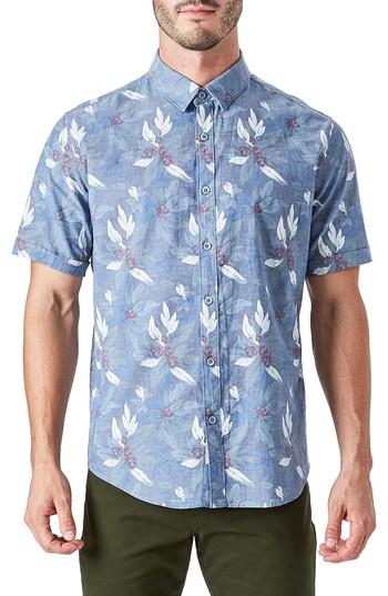 Men's 7 Diamonds Woven Sport Shirt, Size - Blue