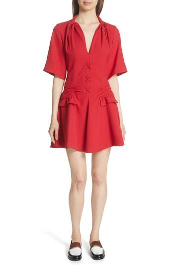 Women's Carven Robe Courte Lace-up Dress Us / 38 Fr - Red