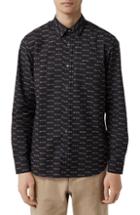 Men's Burberry Edward Logo Poplin Sport Shirt - Black