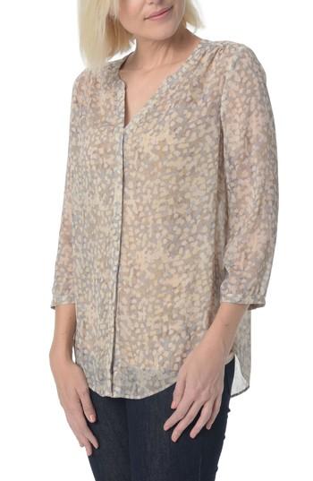 Women's Nydj Crinkle Chiffon Blouse - Beige