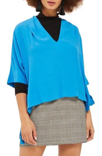 Women's Topshop Side Tie Blouse Us (fits Like 0) - Blue