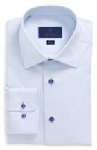 Men's David Donahue Trim Fit Solid Dress Shirt - 34/35 - Blue
