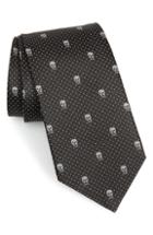 Men's Alexander Mcqueen Skull Dot Silk Tie, Size - Black