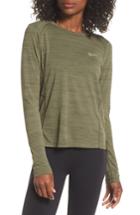 Women's Nike Miler Long Sleeve Slub Tee - Green