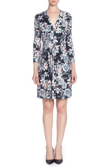 Women's Catherine Catherine Malandrino Tinka Print Jersey V-neck Fit & Flare Dress - Black