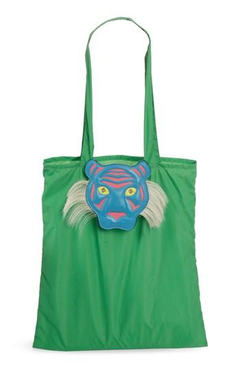 Valentino Garavani Nylon Tote With Genuine Goat Fur & Leather Bag Charm - Green