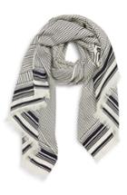 Women's Tory Burch Fine Lines Logo Scarf, Size - Ivory